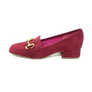 Ferca 81 Red Suede Horsebit Loafers Block Heel Made in Italy Womens EU 40 / US 9